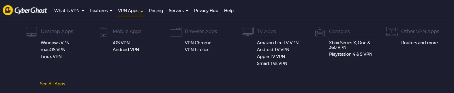 PIA vs Cyberghost Apps